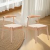 FONTOI Woven Accent Stools Set of 2, Armchair Upholstered Chair with Wood Legs for Kitchen Living Room, White, 22"*22.8"*30.3" - 2 of 4