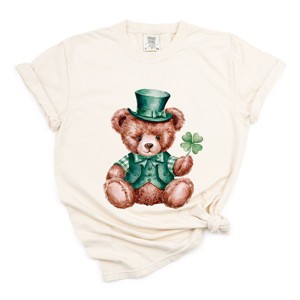 St. Patrick's Bear Clover - Women's Garment Dyed Graphic T-Shirt - 1 of 4