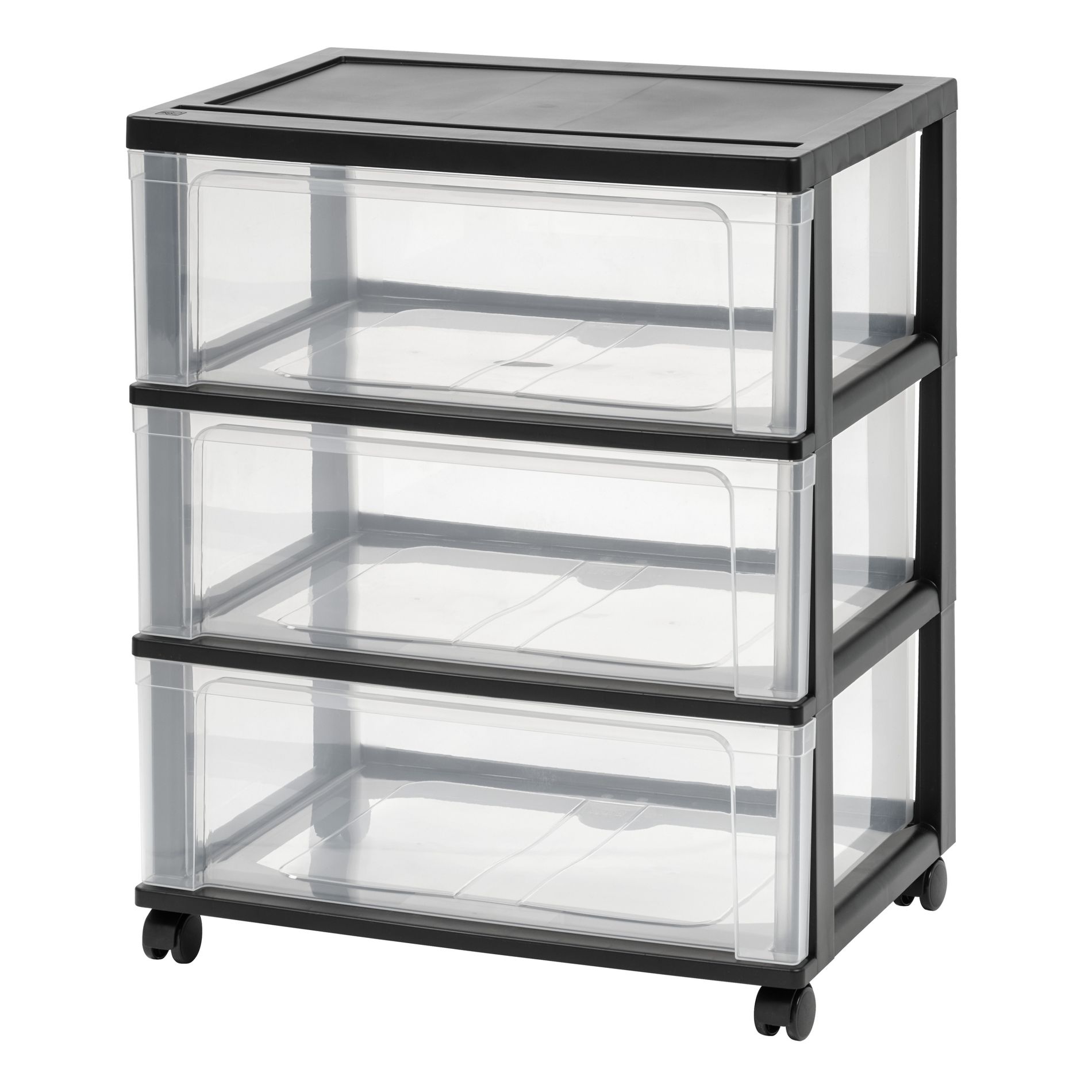 IRIS USA 3 Drawer Wide Storage Drawer Cart with Caster Wheels, Plastic Rolling Dresser