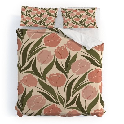 Deny Designs 3pc King Cuss Yeah Pink Tulip Field Duvet and Sham Set