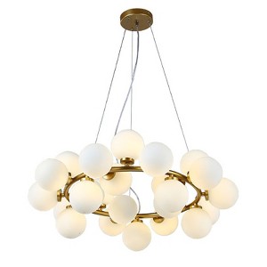 YIYIBYUS 25-Light Gold Modern Bubble Glass Ball Chandelier with Round Glass Shade - 1 of 4