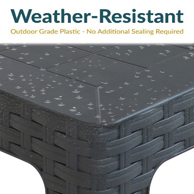Gray 18" Square Polypropylene Outdoor Patio Side Table