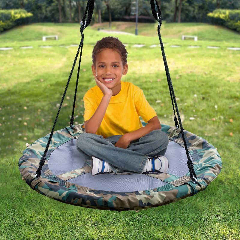 Clevr 40" Outdoor Saucer Kids Tree Tire Swing, Camo, 3 of 8
