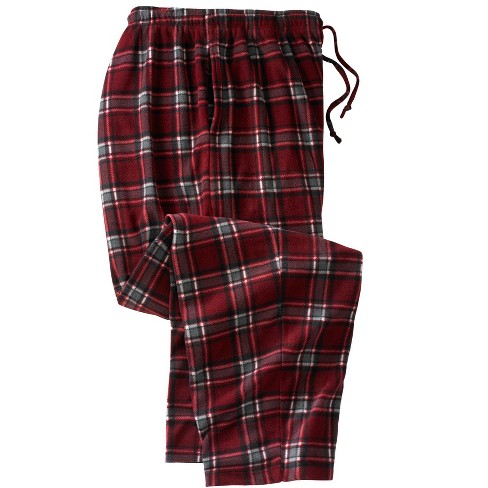 KingSize Men's Big & Tall Microfleece Pajama Pants - Tall - XL, Rich  Burgundy Plaid Red Pajama Bottoms