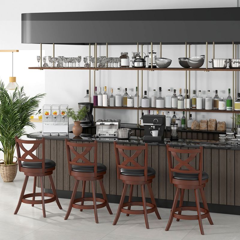Tangkula Swivel Bar Stools Set of 4  24 Inch Counter Height Bar Chairs w/ High Backrest, 2 of 10
