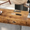 Resenkos Kitchen Bar Table Set,Bar Table Set,3-Drawer Long Dining Table Set with Power Outlets and Circular PU Stools, Easy Assemble,Brown - 2 of 4