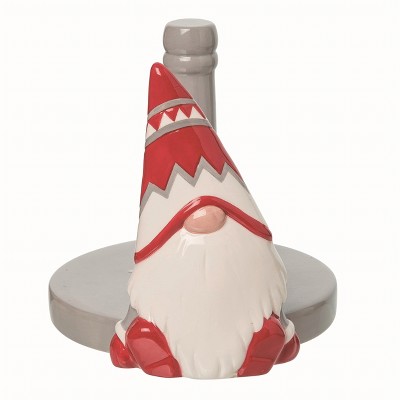 Transpac Ceramic Red Christmas Gnome Paper Towel Holder