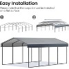 Real Relax Heavy Duty Metal Carport, Outdoor Garage Car Shelter Shade with Heavier Metal Frame, Galvanized Metal Roof for Car and Boats, Grey - 4 of 4