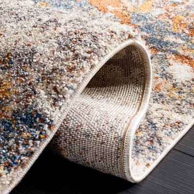 Cyrus Gray and Rust Abstract Shag Area Rug