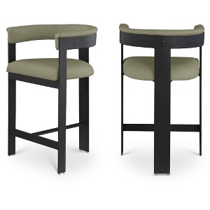 Meridian Furniture,Romeo Olive Green Vegan Leather Counter Stool, Set of 2 - 1 of 4