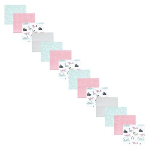 Hudson Baby Infant Girl Cotton Flannel Receiving Blankets Bundle Set, Girl Arctic Animals, One Size - 1 of 2