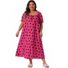 Agnes Orinda Women's Plus Size Family Cute Square Neck Midi Nightgown - 3 of 4