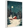 Amanti Art Red Houses and Snowy night sky by Pictufy Studio Canvas Wall Art Print Framed - 2 of 4