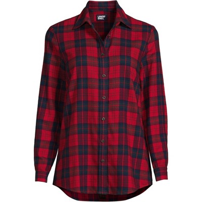 Lands' End Women's Plus Size Flannel Boyfriend Fit Long Sleeve Shirt ...