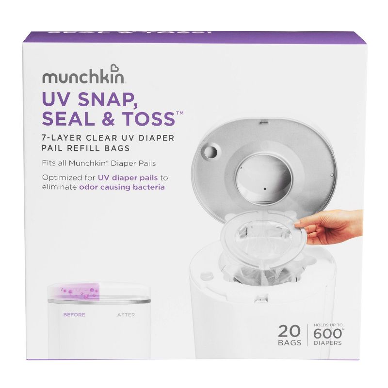 Munchkin UV Snap, Seal &#38; Toss Diaper Pail Refill Bags - 20pk, 1 of 10