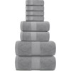 BRINJOY Light Grey Luxury Bath Towel Set of 8 - 100% Turkish Cotton Super Absorbent, 2 Luxury Bath Towels 700GSM, 2 Hand Towels, 4 Washcloths - 3 of 4