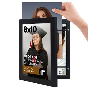 Americanflat 8x10 Picture Frame with Storage - Quick Change Storage Frames with Shatter-Resistant Glass - Holds 35 Photos - Storage Frame Collection - - 1 of 1