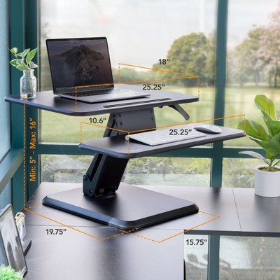 Black Adjustable Standing Desk Converter with Keyboard Tray