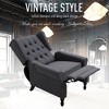 Metal Adjustable Wingback Recliner with Footrest and Tufted Linen Upholstery - 4 of 4
