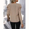 Women's Elegant Blouses Puff Sleeve V - Neck Textured Top - 2 of 4