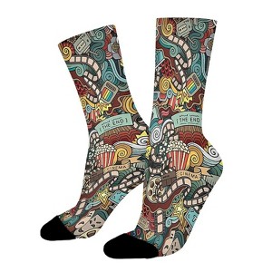 Cinema Items Movie Reel The End Theatre Women Printed Crew Socks Funny Funky Socks Soft Polyester Novelty Gifts for Artists Men - 1 of 1
