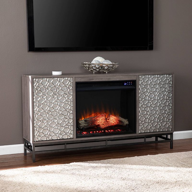 Dernal Fireplace with Media Storage Gray - Aiden Lane, 3 of 15