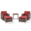 Belord 5 Piece Patio Furniture Set, Dark Brown Hand-Brushed Arms Swivel Glider Patio Chairs Set of 2 with Ottomans - 2 of 4