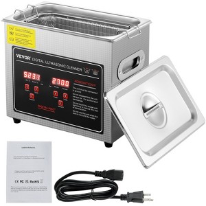 VEVOR Ultrasonic Cleaner with Digital Timer & Heater, Professional Ultra Sonic Jewelry Cleaner, Stainless Steel Heated Cleaning Machine, Silver - 1 of 4