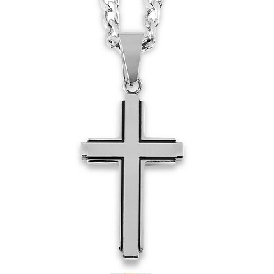 Necklace for Men, Choker Necklace for men, Men Corss Necklace,Stainless  Steel Cutout Cross Pendant Necklace for Men with Box Chain. Hollow Cross