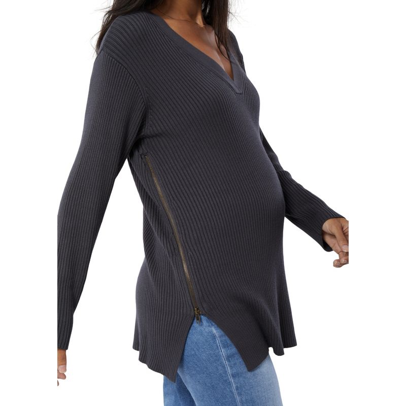 Ingrid & Isabel Maternity Side Zip Nursing Sweater, 4 of 7