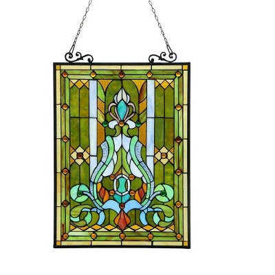Chloe Lighting Carina Tiffany-Style Victorian Glass Window Panel 18X25.5