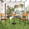 Tangkula Patio Dining Chair Set of 2 Outdoor Chairs w/Metal and Acacia Wood Frame Armrests All-Weather Bistro Chairs - 2 of 4
