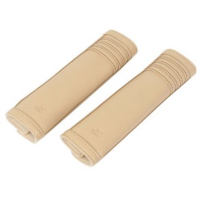 Unique Bargains Faux Leather Hook Loop Closure Safety Seatbelt Case Pads 8.9" Long Beige 2 Pcs - 1 of 3