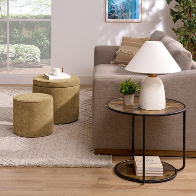 Wooakway Modern 24"W x 24"D x 20"H Multi Functional Woven Rattan Pouf Ottoman Perfect for Cozy Living Room