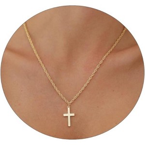Cross Necklace for Women: 14K Gold & Silver Plated, Minimalist Dainty Religious Pendant, Daily Wear Jewelry Gift - 1 of 4