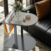 Small Coffee Table Leather Side Table C Shaped Nightstand 55x40x56.5cm - 4 of 4