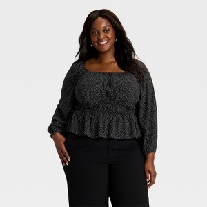 Women's Long Sleeve Ruched Top - A New Day™ - 1 of 3