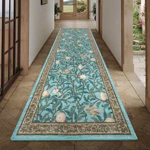 Washable Rugs for Living Room, Non-Slip Farmhouse Botanical Area Rugs - 1 of 4