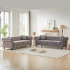 3-Seater + 3-Seater Velvet Modern Sofa with Tufted Buttons and Flat Armrests, Solid Wood Frame with Wooden Legs and Gold-Colored Metal Accents - 2 of 4