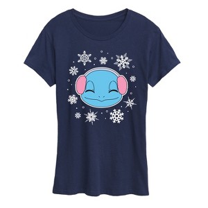 Women's - Pokémon - Squirtle And Snowflakes Short Sleeve Graphic T-Shirt - 1 of 4