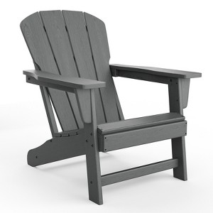 Outdoor Adirondack Chair - HDPE, with Wide Armrests & Slatted Back, All-Weather for Patio & Pool, Ergonomic Backrest - 1 of 4