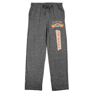 Friends (TV) Central Perk "But First Coffee" Men's Heather Grey Sleep Pajama Sleep Pants - 1 of 4