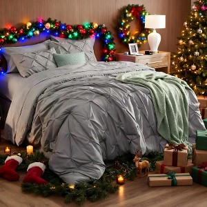 Bedsure Comforter Set – Solid Diamond Pintuck Design Bedding, GentleSoft™ Pintuck Bed Set Gift for Family,Pinch Pleat All Season Comforter with Sheets - 1 of 4