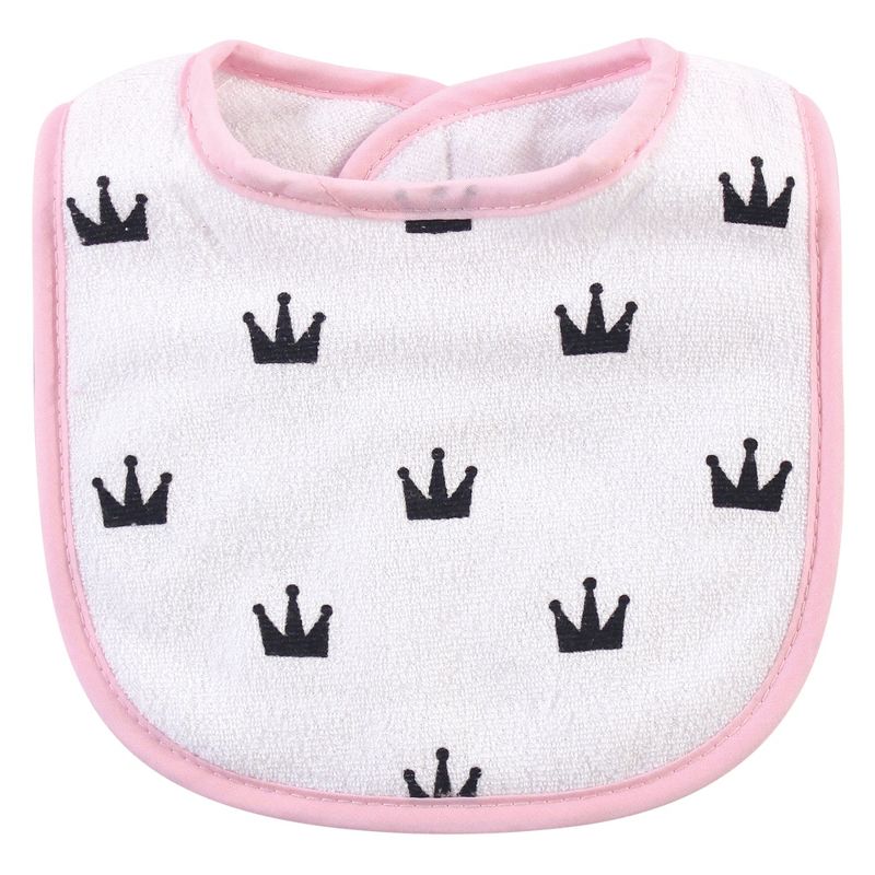 Hudson Baby Infant Girl Cotton Terry Bib and Burp Cloth Set 5pk, Dinner Date, One Size, 4 of 8