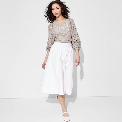 Women's Basque Waist Midi Skirt - Wild Fable™ Off-White XS