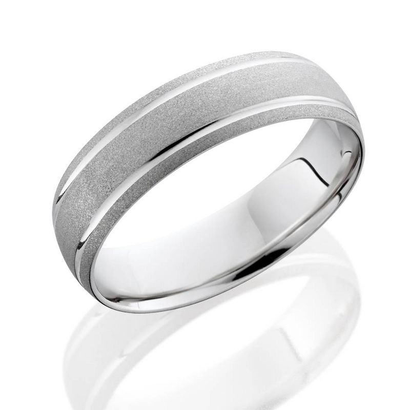 Pompeii3 Mens 6MM 14K White Gold Brushed Comfort Wedding Band Ring, 2 of 4