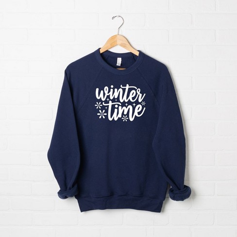 Simply Sage Market Women's Bella Canvas Graphic Sweatshirt Winter Time  Snowflakes - 2xl - Navy : Target