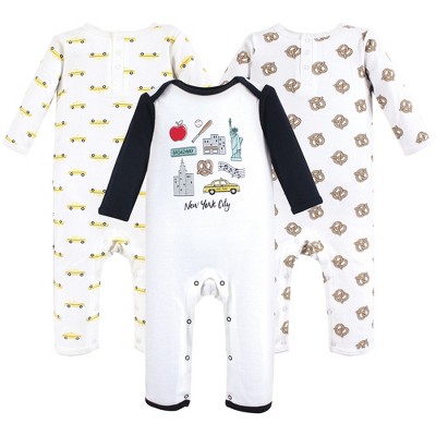Image of Hudson Baby Infant Boy Cotton Coveralls 3pk, Nyc, 18-24 Months
