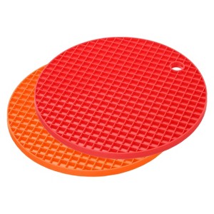 Unique Bargains Silicone Heat Resistant Non-slip Flexible Trivet Mats Orange, Red 2 Pcs - 1 of 3