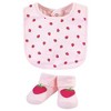 Hudson Baby Infant Girl Cotton Bib and Sock Set, Pink Strawberry, One Size - 4 of 4